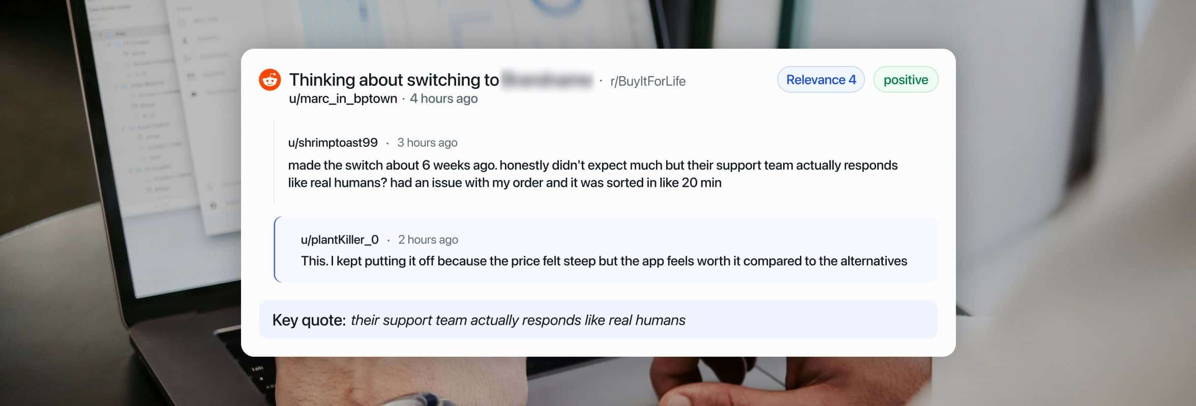 Highlighted quote in a Reddit comment thread